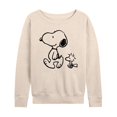 thumbnail image 1 of Women's Peanuts Snoopy Woodstock Walk Slouchy Graphic Sweatshirt Color: Beige Size: SMALL, 1 of 2