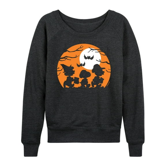 Women's Peanuts Trick Or Treat Lightweight French Terry Sweatshirt Color: Heather Charcoal Size: MEDIUM