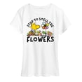 thumbnail image 1 of Peanuts - Stop and Smell the Flowers - Women's Short Sleeve Graphic T-Shirt, 1 of 5