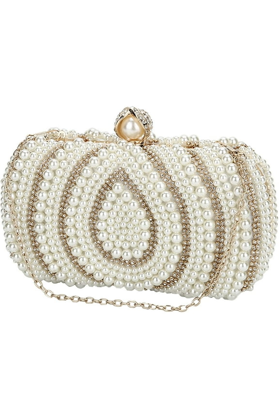 Women's Pearl Beaded Evening Clutches Bags for Wedding Luxury Evening Purse Handbag for Party Prom