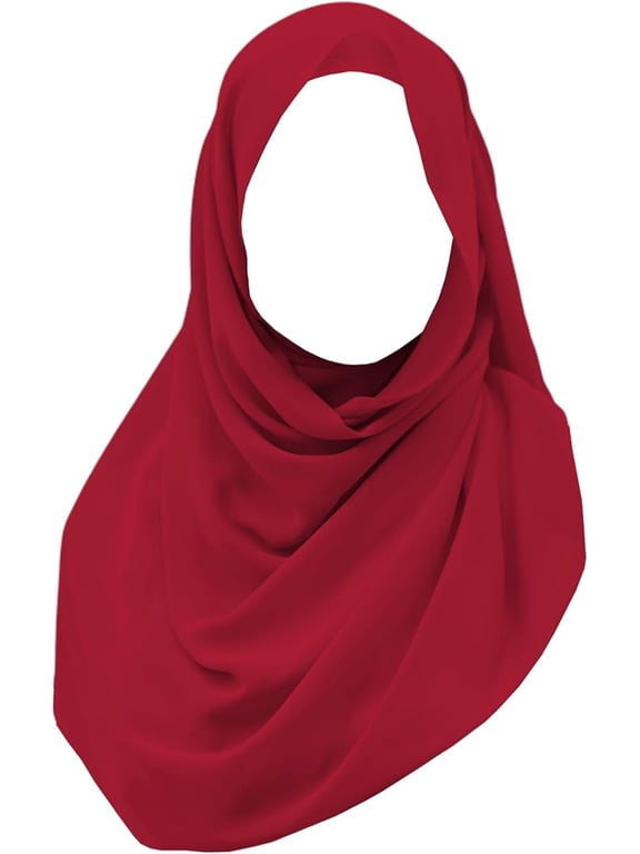 Women's Pearl Chiffon Hijab Soft Lightweight Head Scarf, Deep Burgundy