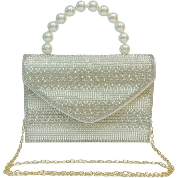 Women's Pearl Clutch, Beaded Evening Handbags, Envelope Crossbody Bags, Sparkling Handbags