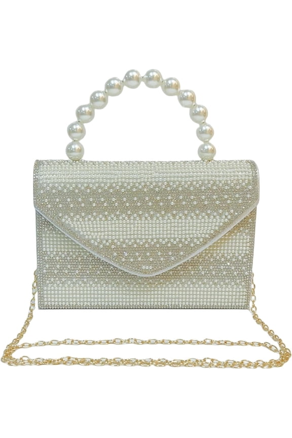 Women's Pearl Clutch, Beaded Evening Handbags, Envelope Crossbody Bags, Sparkling Handbags