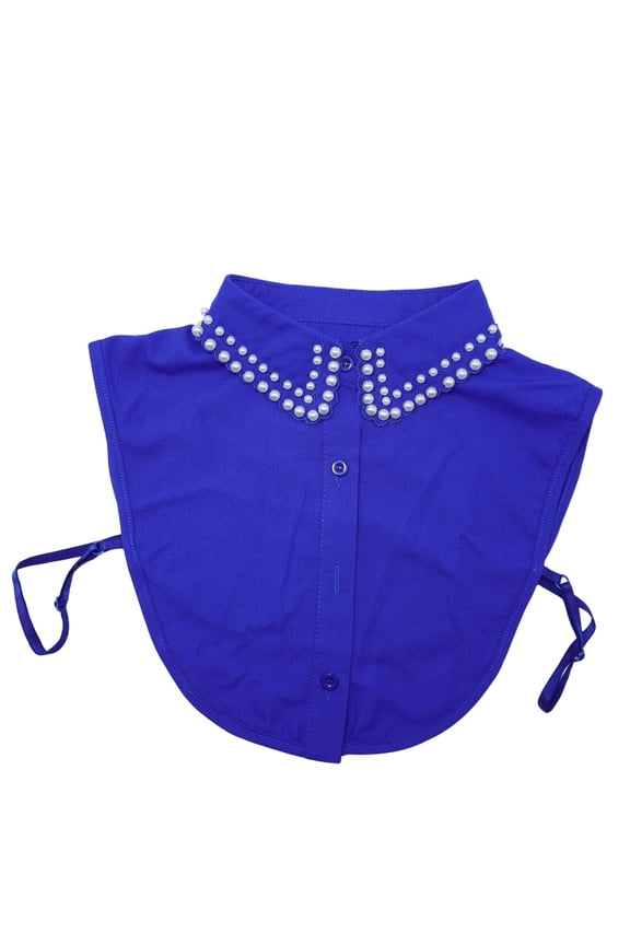 Women's Pearl Decorated Detachable Shirt Collar, Elegant False Collar for Layering with Sweatshirt and Dresses, Stylish Decorative Collar Accessory Blue
