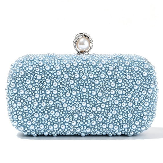 Women's Pearl Beaded Clutch Purse Elegant Evening Bag for Wedding Party Prom