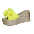 thumbnail image 1 of Women's Pearl Floral Applique Woven Platform Wedge Slides, Open Toe Beach Party Summer Mules, 1 of 9