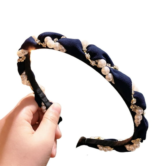 Women's Pearl Headbands | Vintage Style Braided Wide Hair Hoops - Elastic Head Wrap, Fashion Hair Accessories, Perfect Gift