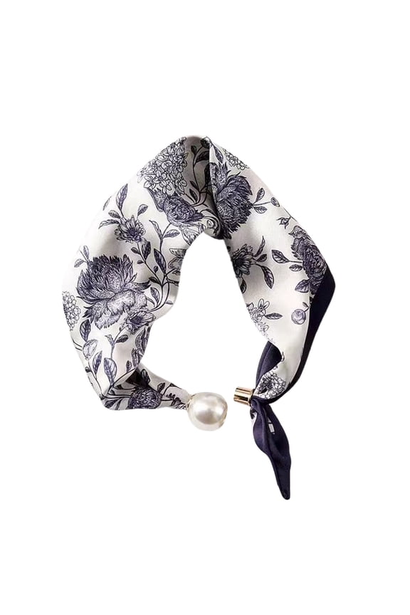 Women's Pearl Necklace Scarf, Fashion Pendant Choker Neckerchief