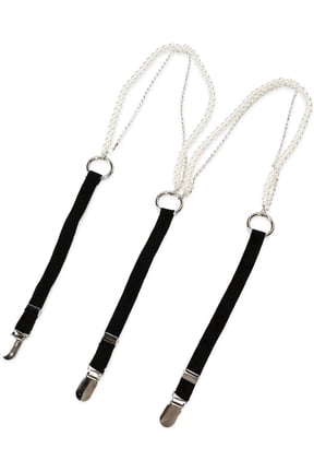 Haimei Women's Pearl Rhinestone Chain Y-Shape Metal Button Suspenders, Brown