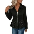 thumbnail image 1 of Women's Pearls Decor Suit Jackets Elegant Long Sleeve Blazers Peplum Slim Fitted Zip Up Outerwear, 1 of 5
