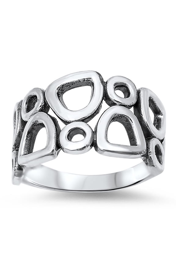 Women's Pebble Bubble Cutout Ring .925 Sterling Silver Band Jewelry Female Male Unisex Size 8