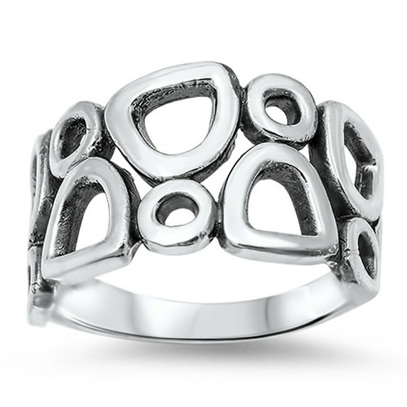 Women's Pebble Bubble Cutout Ring .925 Sterling Silver Band Jewelry Female Male Unisex Size 8