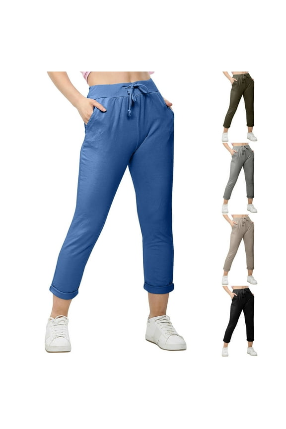 Women's Pencil Pants, Elastic Waist with Drawstring and Pockets, Stretchy Casual Daily Wear, Work Office | TOPLIU,Army Green L