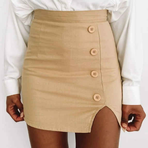 Women's Pencil Skirt High Waist Slim Solid Color Buttock Wrapping Skirt Bodycon Business Skirt Side Slit Hem Wyongtao Clearance Under $10.00
