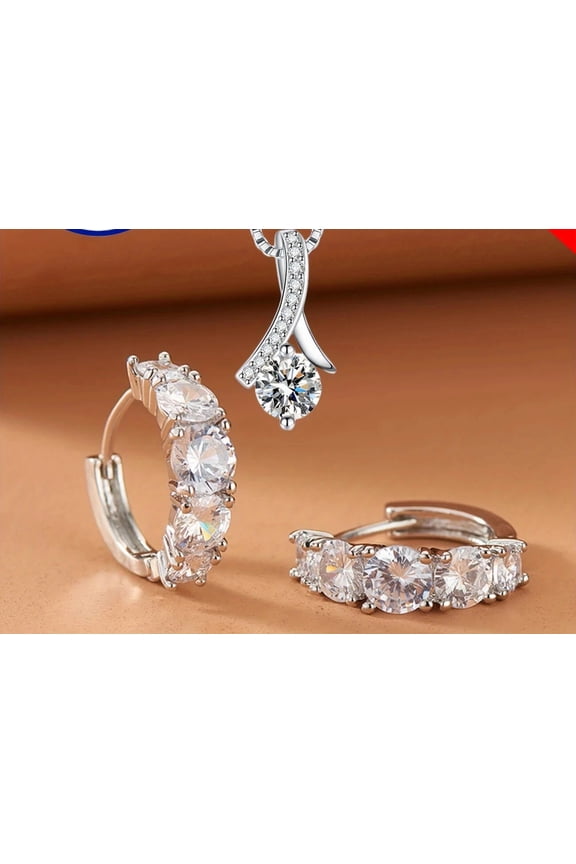 Women's Pendant & Earring Wedding Jewelry Set 14K White Gold Plated 4.00Ct Round Cut Simulated Diamond Silver