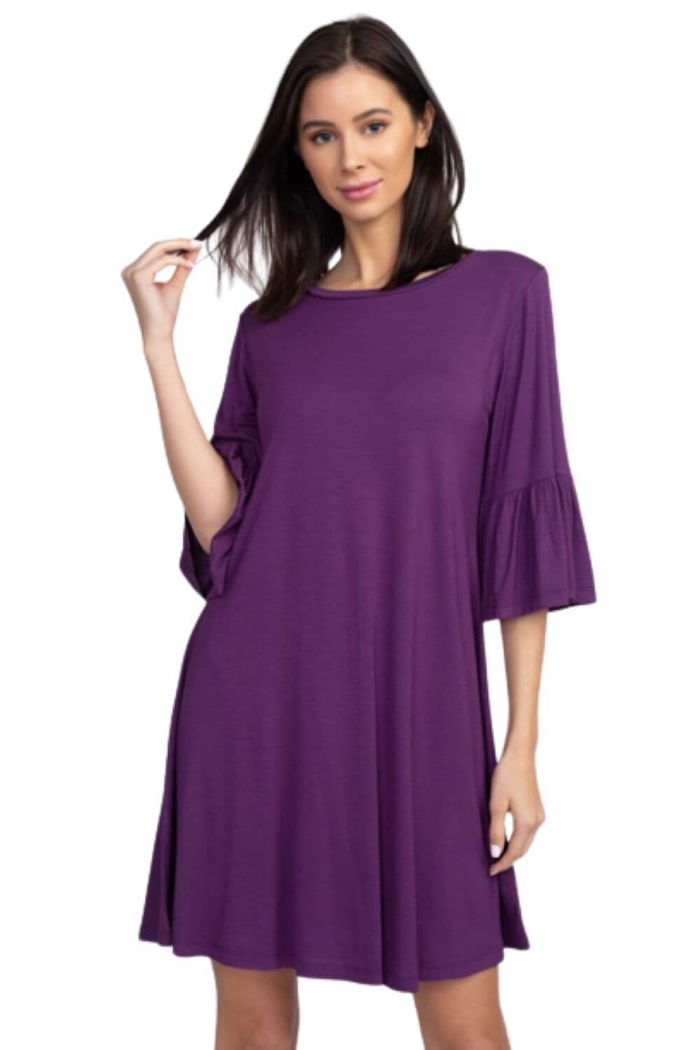 dark purple peplum dress Yelete Women's Peplum 3/4 Sleeve Dress, Dark Purple, S, Size: Small
