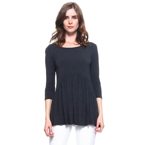 Women's Peplum Knit Top, Heather Charcoal, L