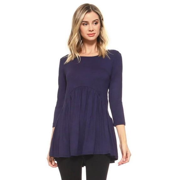 Women's Peplum Knit Top, NAVY BLUE, M
