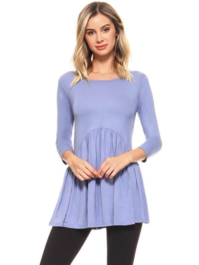 Women's Peplum Knit Top, SLATE BLUE, M - Walmart.com
