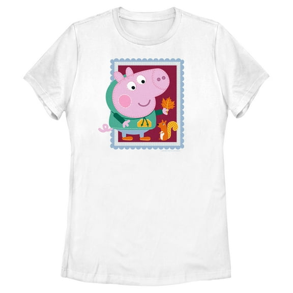 Women's Peppa Pig Fall Frame  Graphic Tee White 2X Large