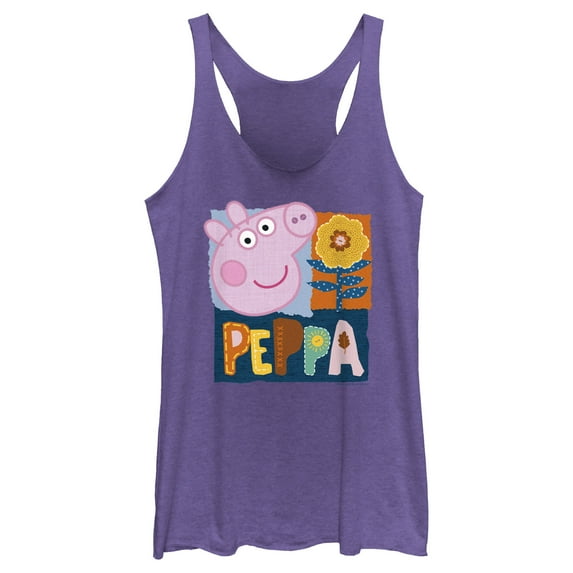 Women's Peppa Pig Spring Portrait Racerback Tank Top Purple Heather Small