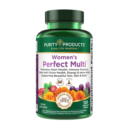 Purity Products Women’s Perfect Multi Balanced Multivitamin - Supports Urinary Tract Health, Immune, Bone + Muscle, Hair, Skin, Nails, an Elite Probiotic for Digestive Health + More - 120 Tablets