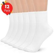 BLUEFIRE Women's Socks Ankle 12-Pairs Soft Moisture-Wicking Sock, Value Womens Size 6-10 Cotton White