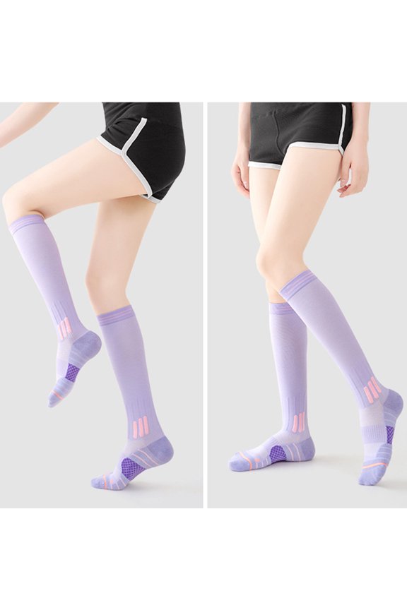 Women's Performance Graduated Compression Knee-High Socks Ultra-Light Breathable Mesh For Jump Rope Aerobics High-Impact Sports Spring Summer Muscle Support(Light Purple)