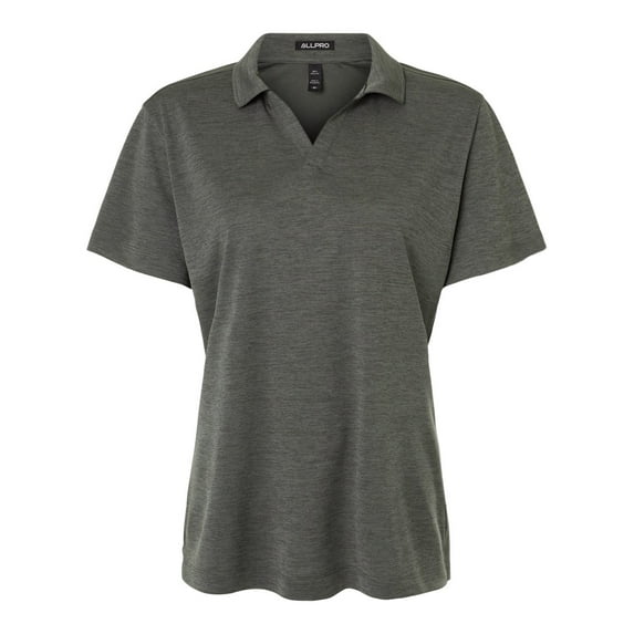 AllPro 4HM00L Women's Performance Mélange Polo-Charcoal Melange-2XL
