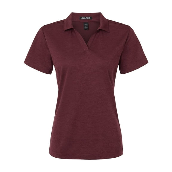 AllPro 4HM00L Women's Performance Mélange Polo-Maroon Melange-M