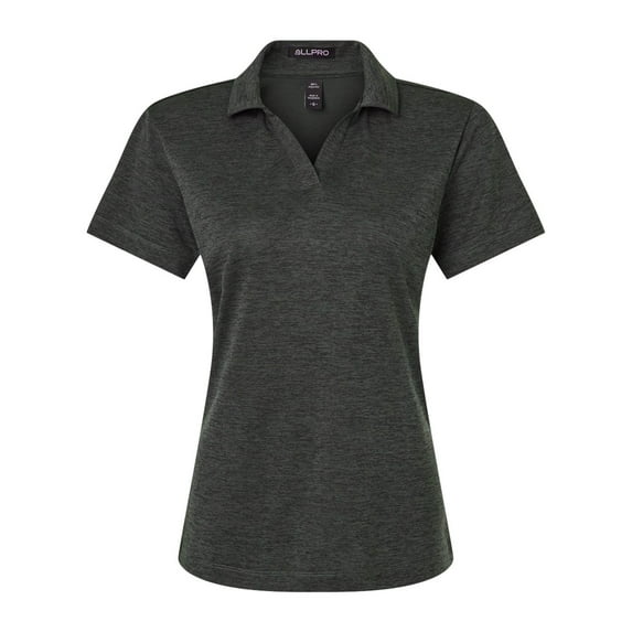 AllPro 4HM00L Women's Performance Mélange Polo-Black Melange-S