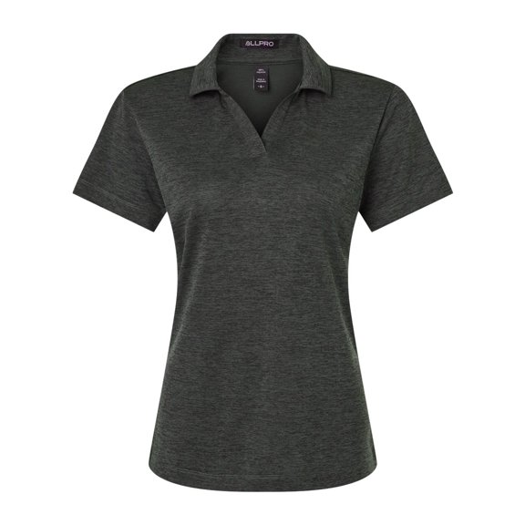 AllPro 4HM00L Women's Performance Mélange Polo-Black Melange-S