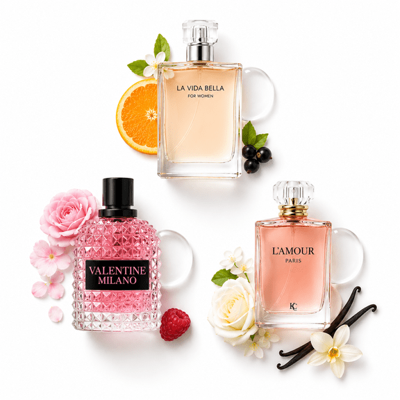 Womens Perfume Set  Valentine Milano, La Vida Bella & LAmour Paris (3 Pack) Eau de Parfum  Long Lasting Floral & Sweet Fragrance Collection  3.4 fl oz (100 mL) Each