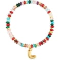 thumbnail image 1 of Women's Personalized Beaded Initial Bracelets Charm Rainbow Gemstone Colorful Summer Beach Jewelry, 1 of 7