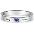 thumbnail image 1 of Women's Personalized Simulated Birthstone Name Rings 925 Sterling Silver Customized Wedding Ring Band with 2 Names Jewelry Gift for Mothers, 1 of 5