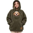 thumbnail image 1 of Women's Pet Dog Pouch Hoodie, Oversized Dog Carrier Sweatshirt with Large Pocket, Long Sleeve Dog Hoodie & Cozy Winter Clothes, 1 of 4