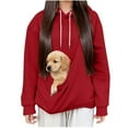 thumbnail image 1 of Women's Pet Pouch Hoodie Kangaroo Pocket Dog Cat Carrier Sweatshirt Long Sleeve Pullover Animal Holder, 1 of 6