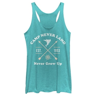 Women's Peter Pan Camp Neverland  Racerback Tank Top Tahiti Blue Large
