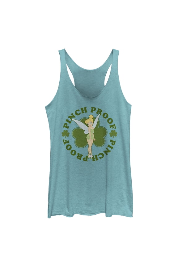 Women's Peter Pan St. Patrick's Day Pinch Proof Tinkerbell Racerback Tank Top Tahiti Blue Small