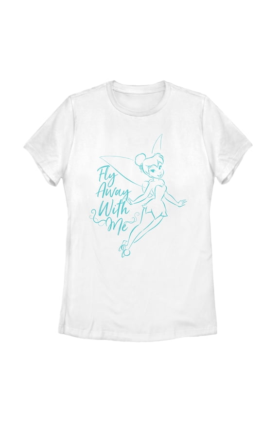Women's Peter Pan Tinker Bell Fly Away Graphic Tee White 2X Large