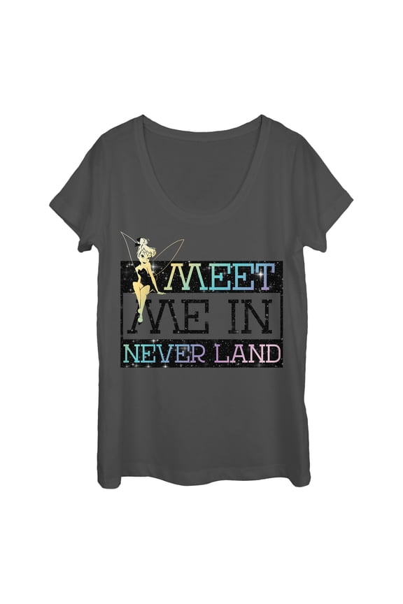 Women's Peter Pan Tinker Bell Meet Me Scoop Neck Charcoal Medium