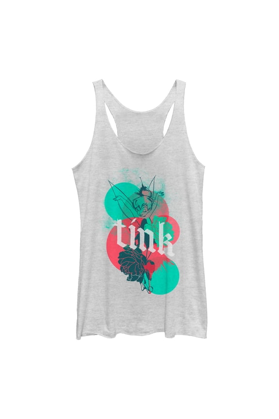 Women's Peter Pan Tinker Bell Modern Racerback Tank Top White Heather Medium