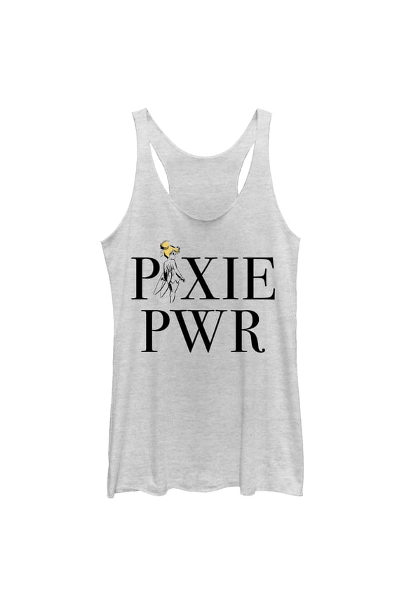 Women's Peter Pan Tinker Bell Pixie Power Racerback Tank Top White Heather Small