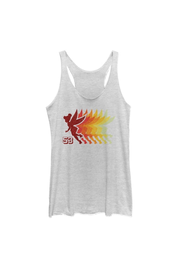 Women's Peter Pan Tinker Bell Retro Racerback Tank Top White Heather 2X Large