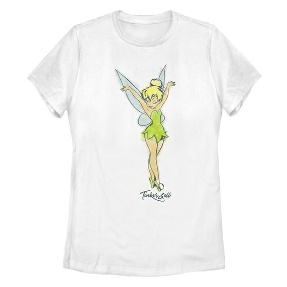 Women's Peter Pan Tinker Bell Retro Watercolor Portrait Graphic T-Shirt