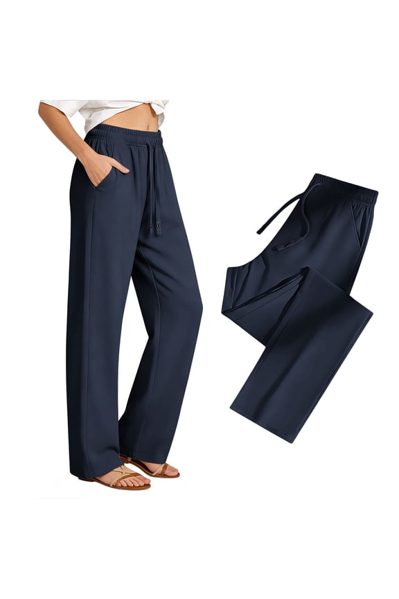 Women's Athletic Pants with Side Pocket Elastic Waist Running
