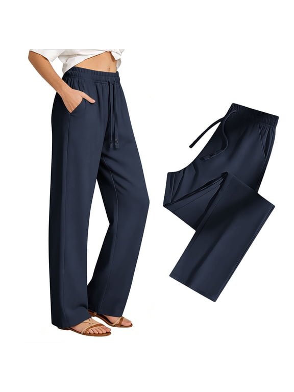 Women's Petite Athletic Pants with Side Pockets Elastic Waist for Running Activewear Comfort