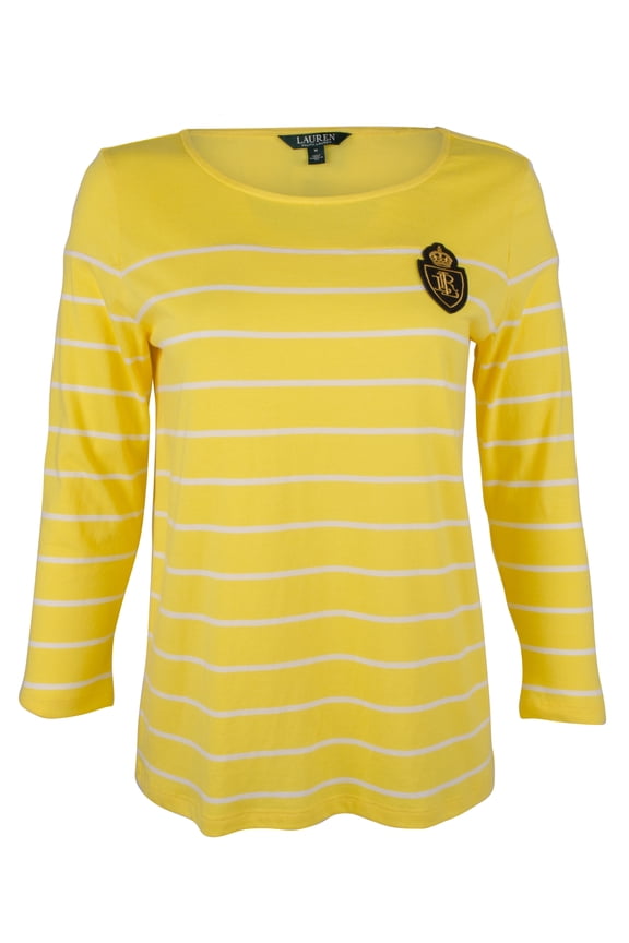 Women's Petite Crest Striped Jersey Top-Y-PXS