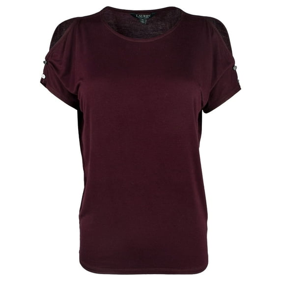 Women's Petite Cutout Button-Shoulder Jersey Top-R-PS