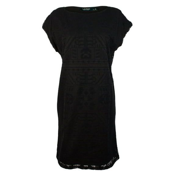 Women's Petite Embroidered Tulle Shift Dress-PB-PM